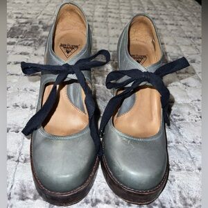 Blue Hopscotch Tag Lace-Up Mary Jane Heel